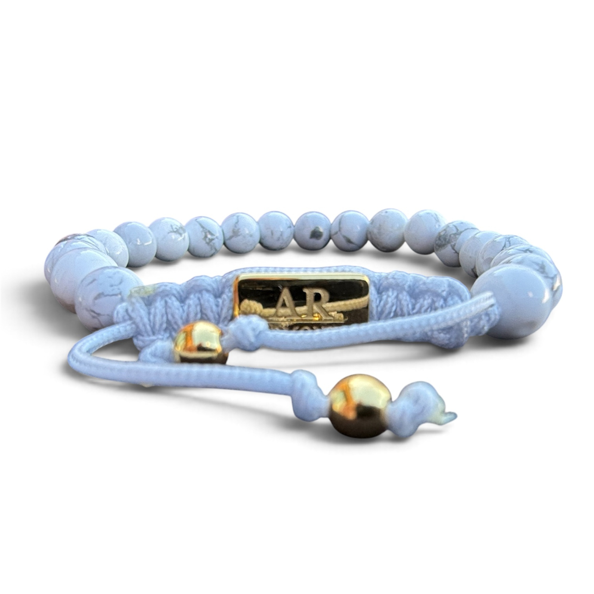 Pulsera de piedra natural Howlita Blanca 6mm ajustable para Mujer