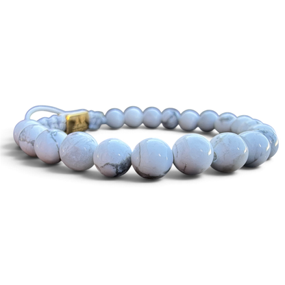 Pulsera de piedra natural Howlita Blanca 6mm ajustable para Mujer