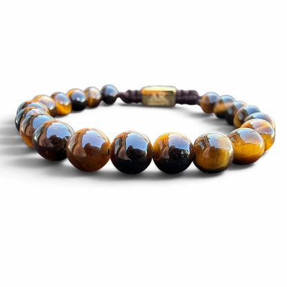 Pulsera de piedra natural Ojo de Tigre amarillo 6mm ajustable para Mujer