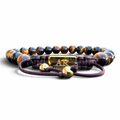 Pulsera de piedra natural Ojo de Tigre amarillo 6mm ajustable para Mujer