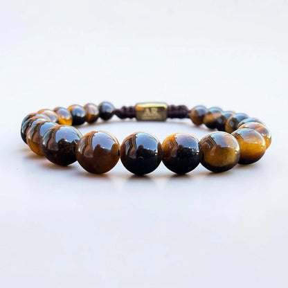 Pulsera de piedra natural Ojo de Tigre amarillo 6mm ajustable para Mujer