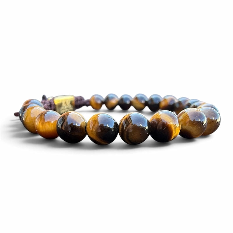 Pulsera de piedra natural Ojo de Tigre amarillo 6mm ajustable para Mujer