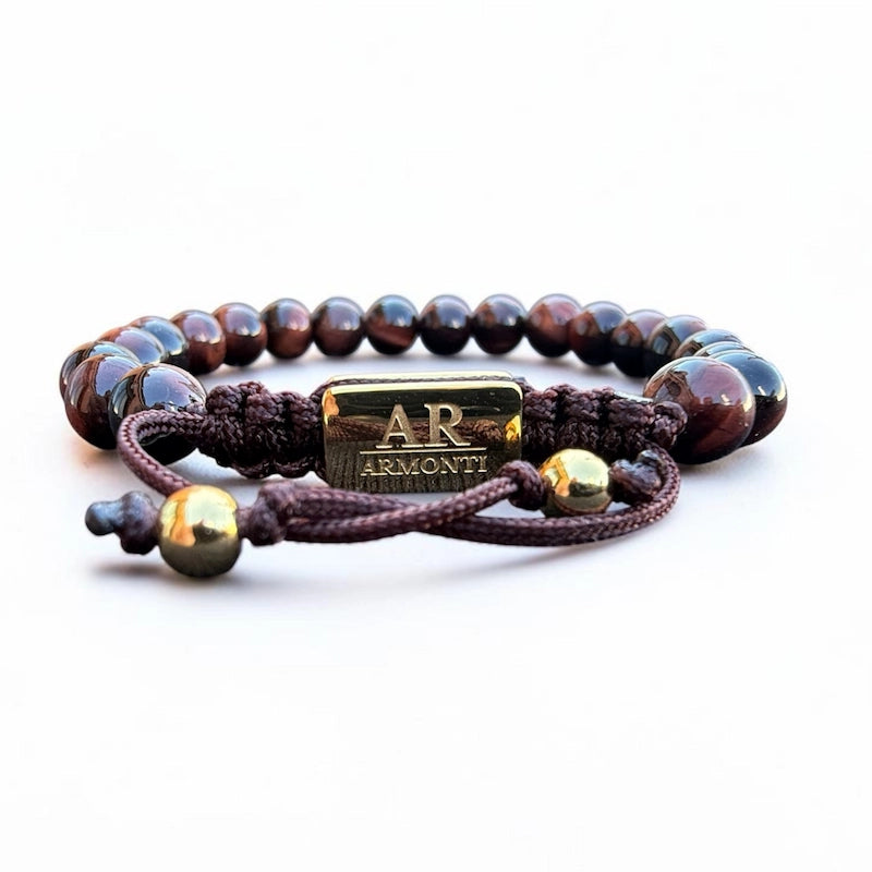 Pulsera de piedra natural Ojo de Tigre Rojo 6mm ajustable para Mujer