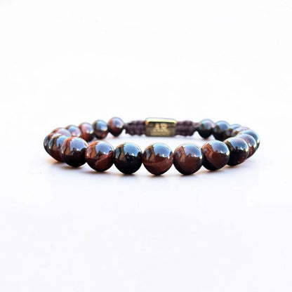 Pulsera de piedra natural Ojo de Tigre Rojo 6mm ajustable para Mujer