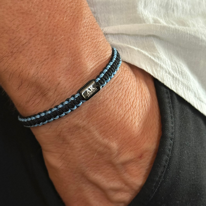 Pulsera MACRAMÉ Negra y azul hombre