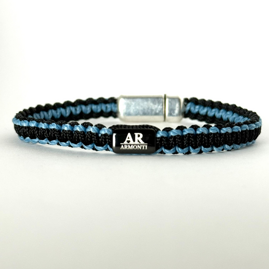 Pulsera MACRAMÉ Negra y azul hombre