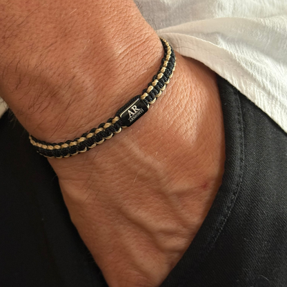 Pulsera MACRAMÉ Negra y marrón claro hombre