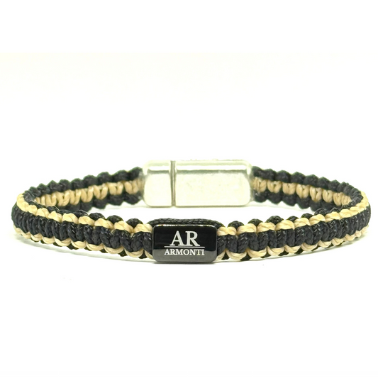 Pulsera MACRAMÉ Negra y marrón claro hombre