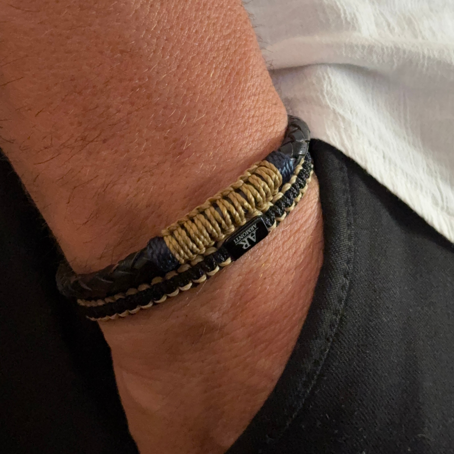 Pulsera MACRAMÉ Negra y marrón claro hombre