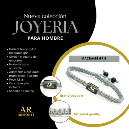 Pulsera MACRAMÉ gris hombre