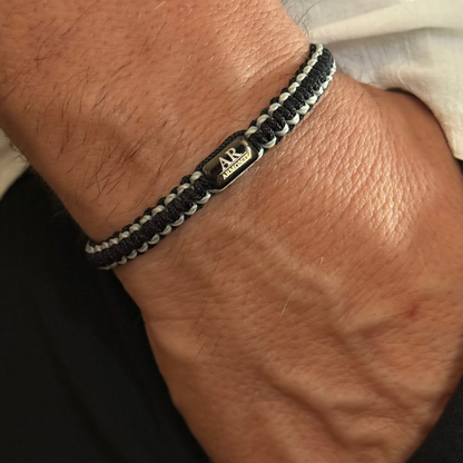 Pulsera MACRAMÉ Negra y gris hombre