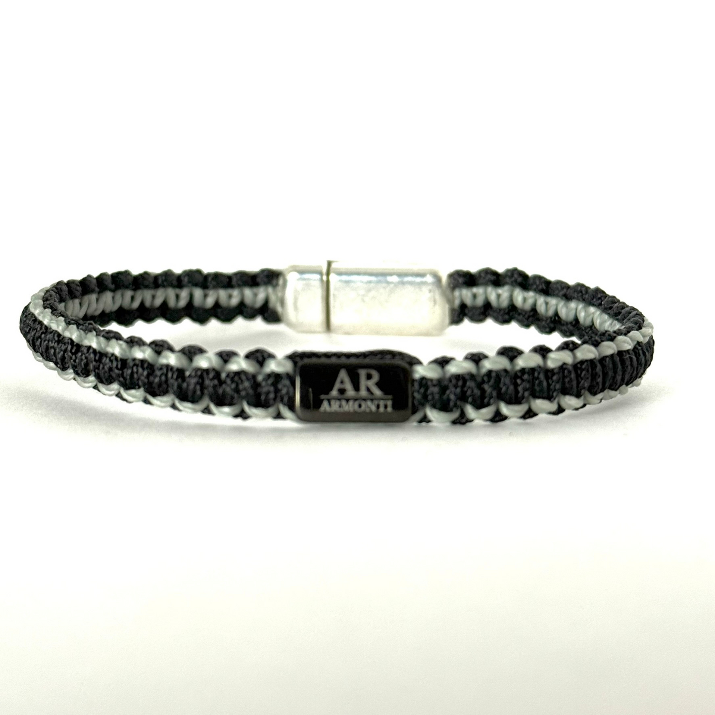 Pulsera MACRAMÉ Negra y gris hombre