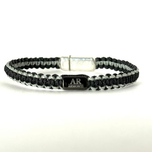 Pulsera MACRAMÉ Negra y gris hombre