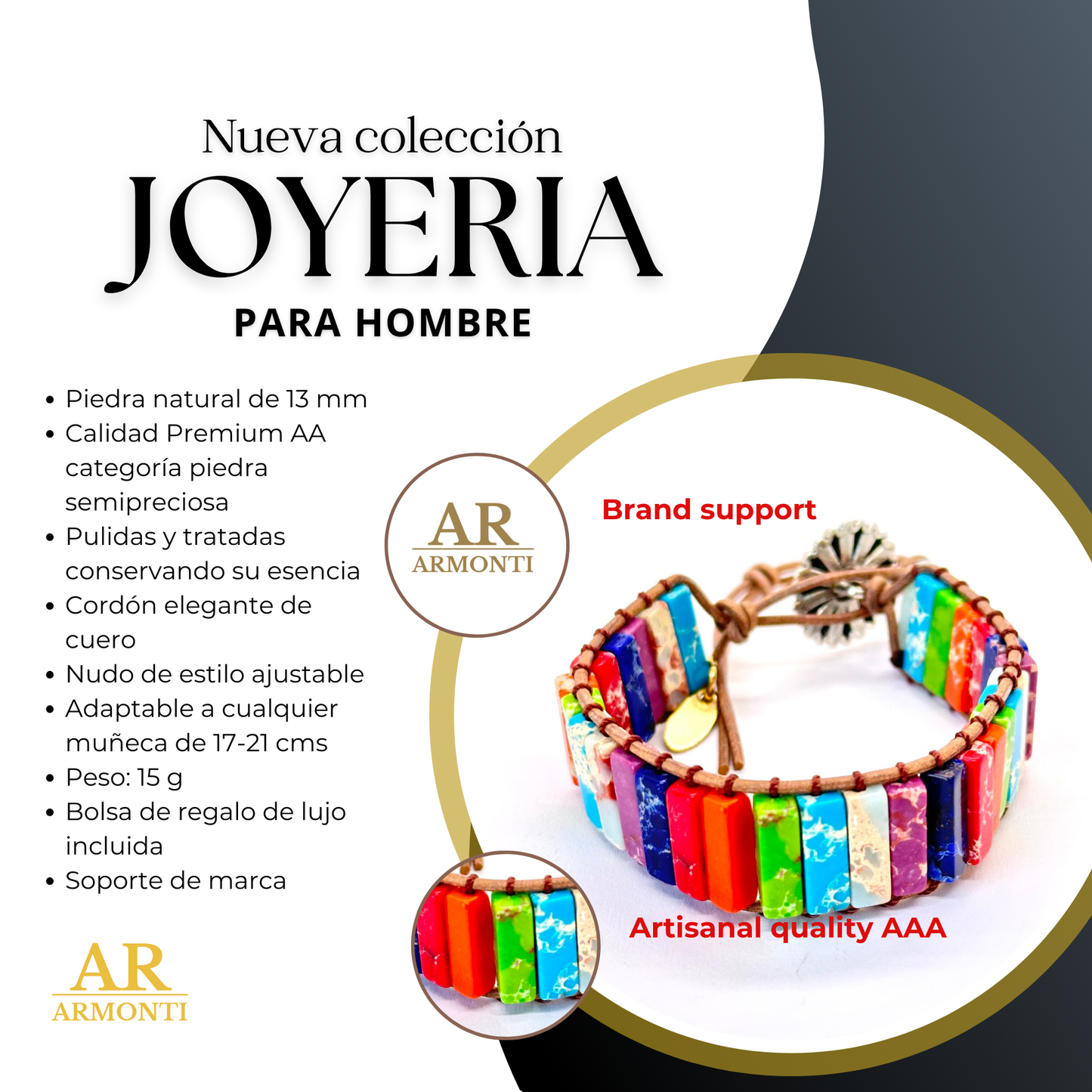 Pulsera MUJER jade de colores armonti
