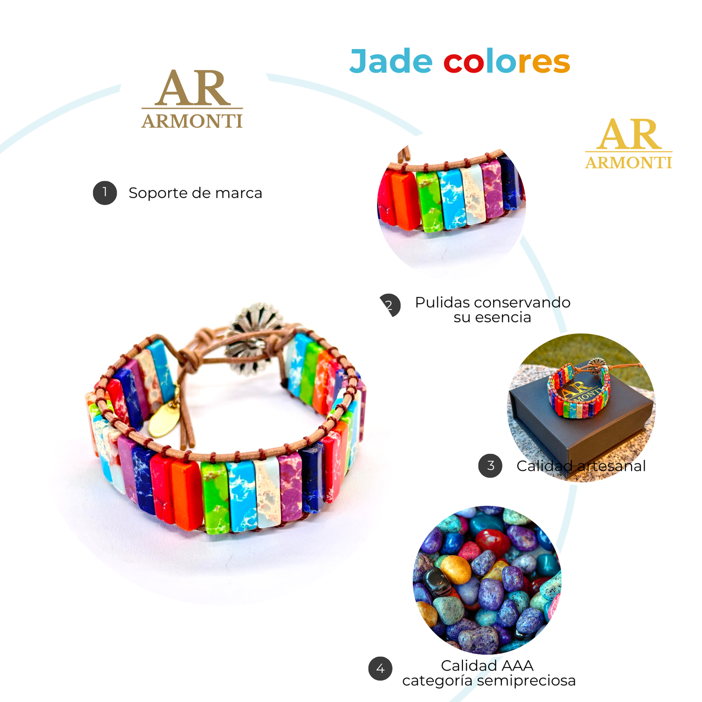 Pulsera MUJER jade de colores armonti
