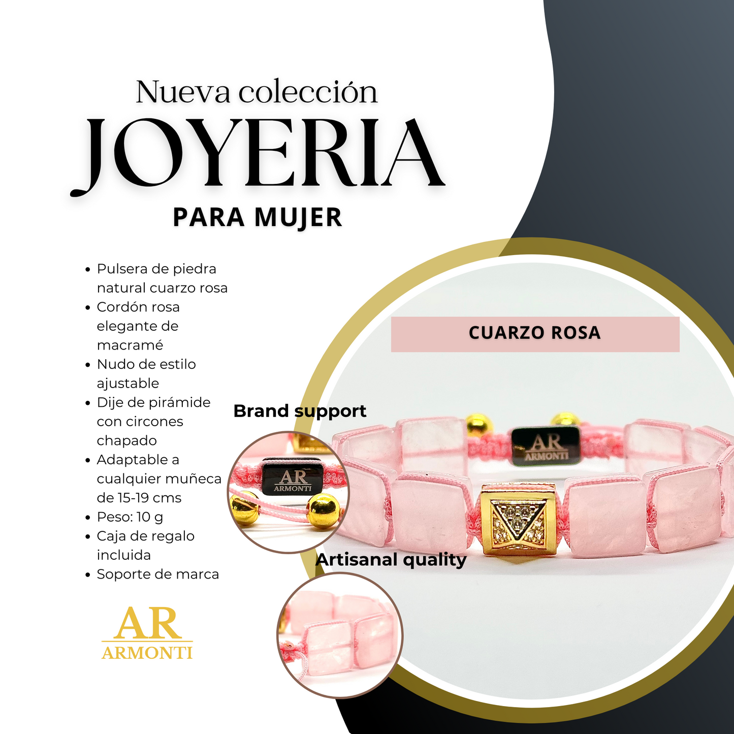 Pulsera de Cuarzo Rosa | Amor Propio, Energía Suave y Estilo Aventurero | ARMONTI