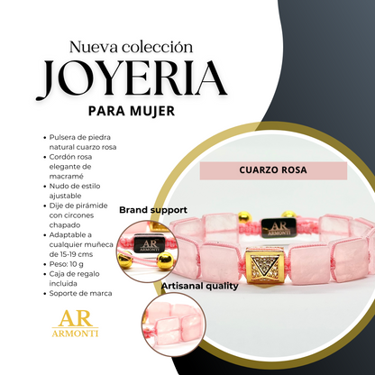 Pulsera de Cuarzo Rosa | Amor Propio, Energía Suave y Estilo Aventurero | ARMONTI