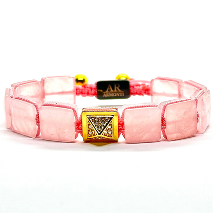 Set Pulsera de Cuarzo Rosa con Macramé | Amor Propio y Energía Suave para Mujeres Auténticas | ARMONTI