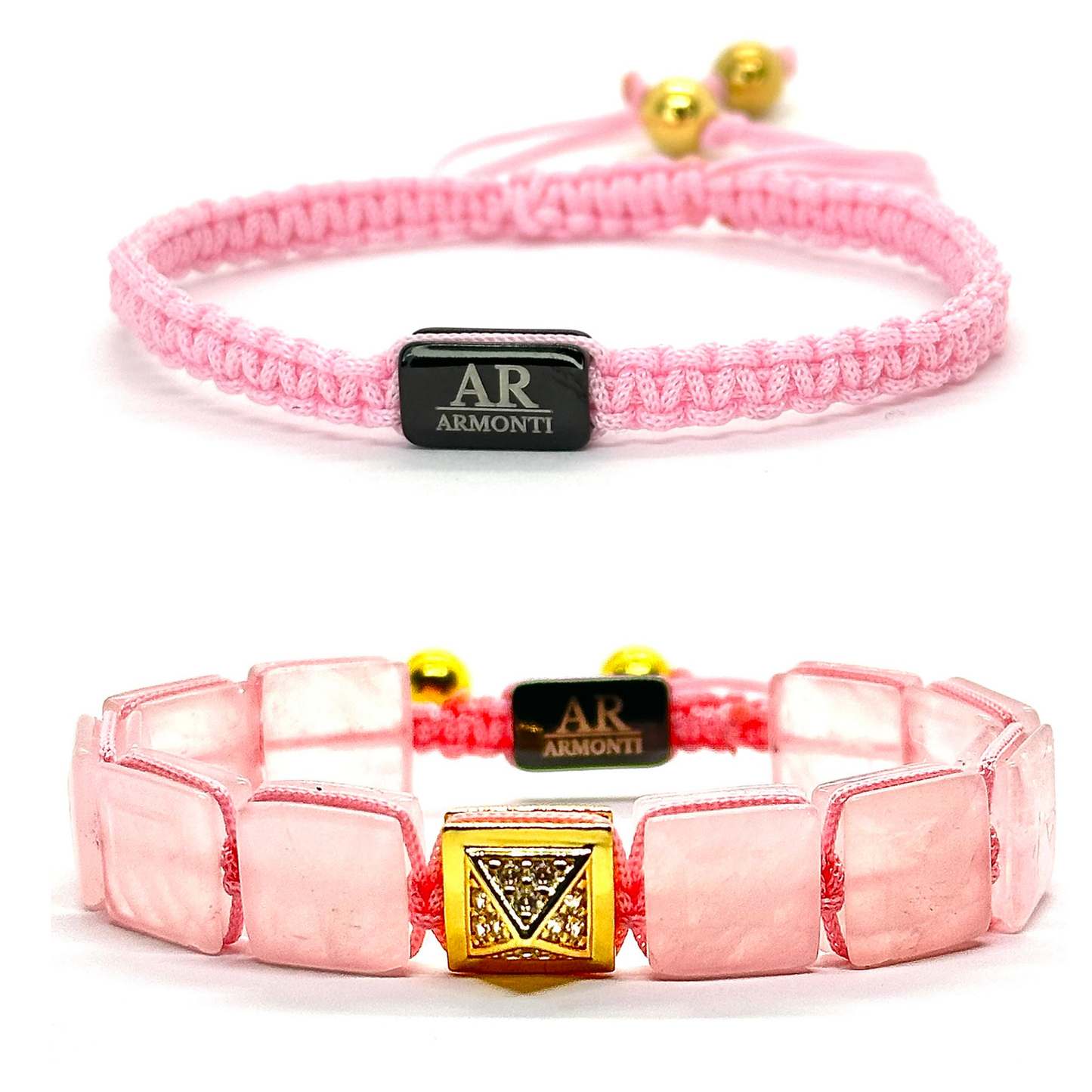 Set Pulsera de Cuarzo Rosa con Macramé | Amor Propio y Energía Suave para Mujeres Auténticas | ARMONTI