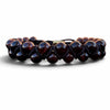 Pulsera de piedra natural ojo de tigre rojo doble 6mm oro 18k para Hombre