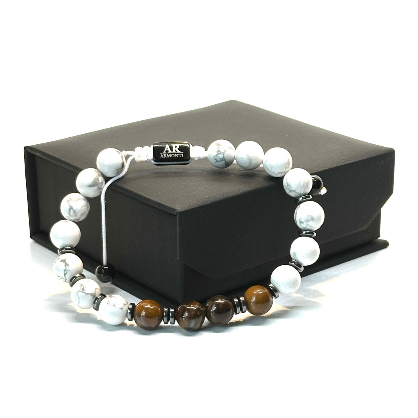 Pulsera HOWLITA con OJO DE TIGRE y HEMATITA mujer
