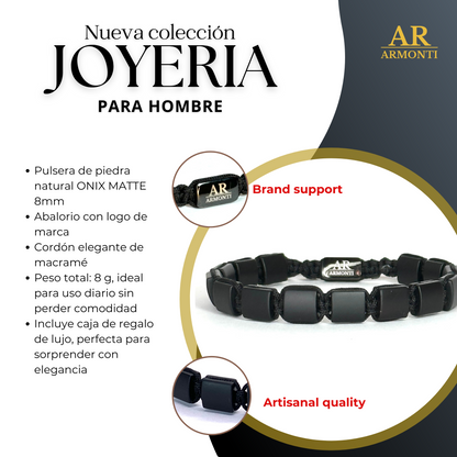 Pulsera piedra plana ÓNIX MATTE hombre de ARMONTI