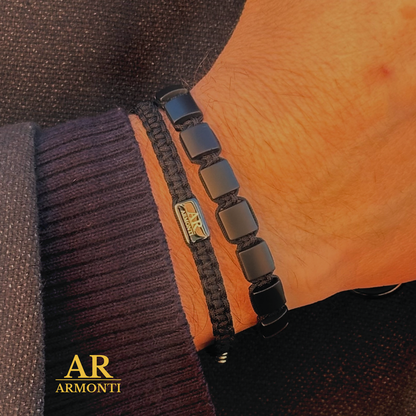 Pulsera piedra plana ÓNIX MATTE hombre de ARMONTI