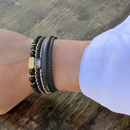 Pulsera de ónix brillante 6mm hombre premium