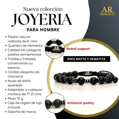 Pulsera ONIX MATTE y HEMATITE mujer