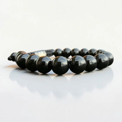 Pulsera de Ónix Negro Brillante 8mm ajustable para Hombre