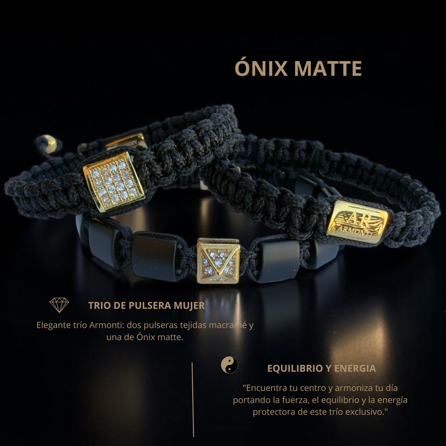Matte Onyx women's bracelet: Power, dominance and elegance
