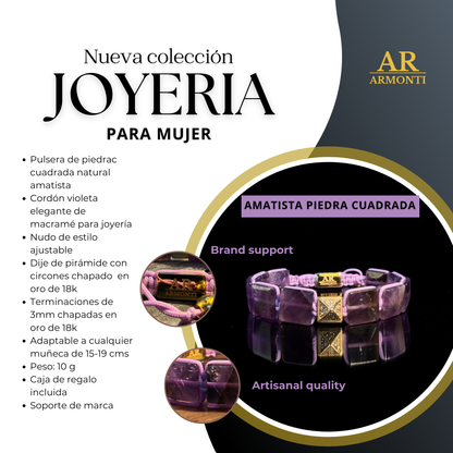 AMETHYST bracelet with flat stones for women