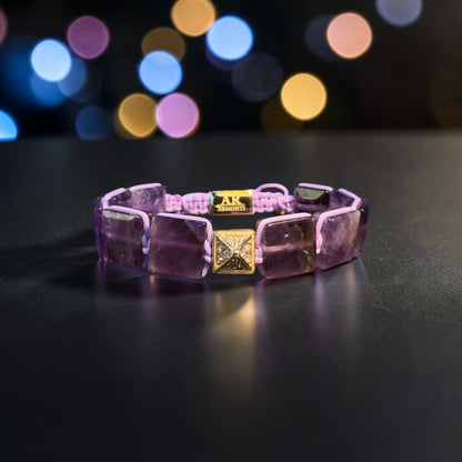 AMETHYST bracelet with flat stones for women