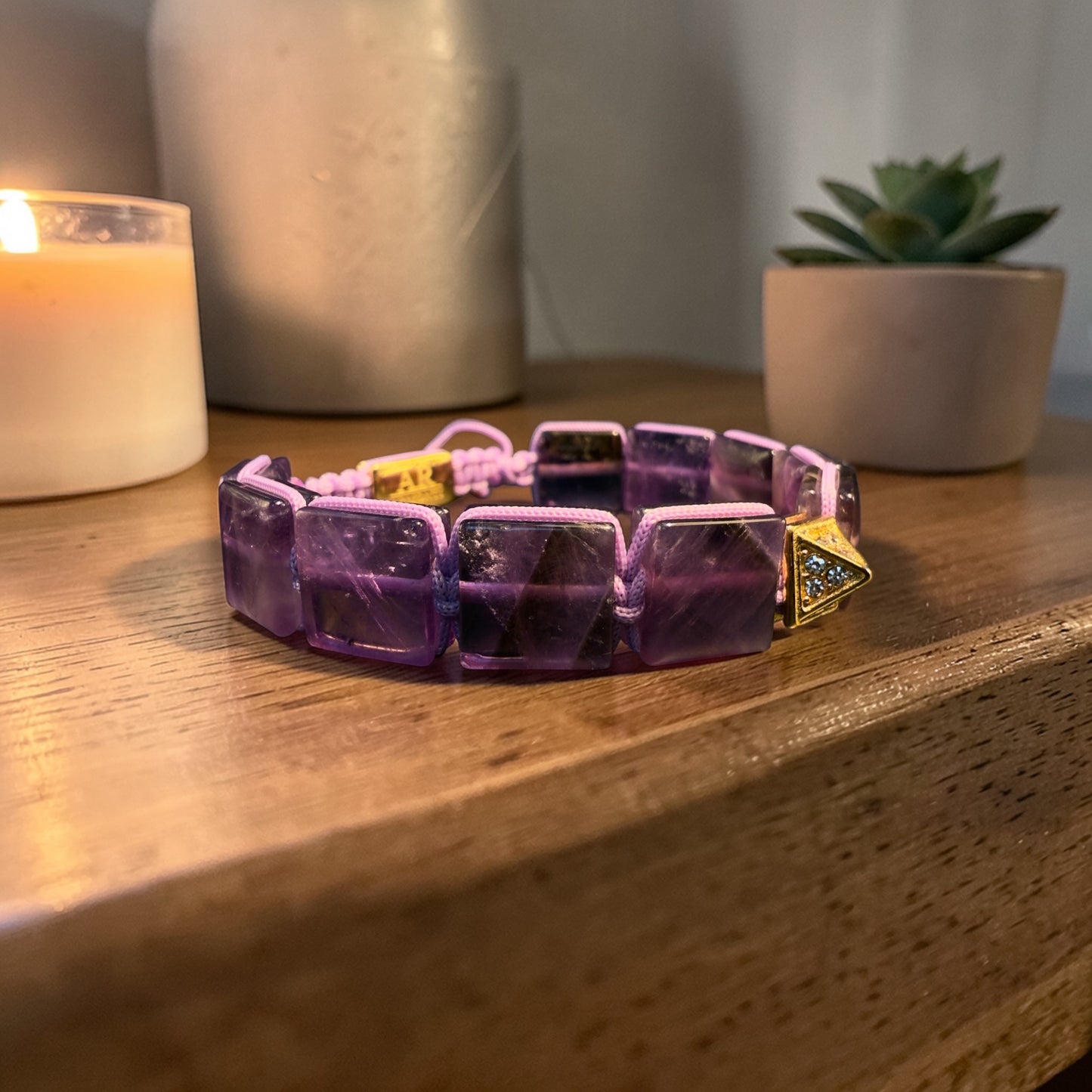 AMETHYST bracelet with flat stones for women