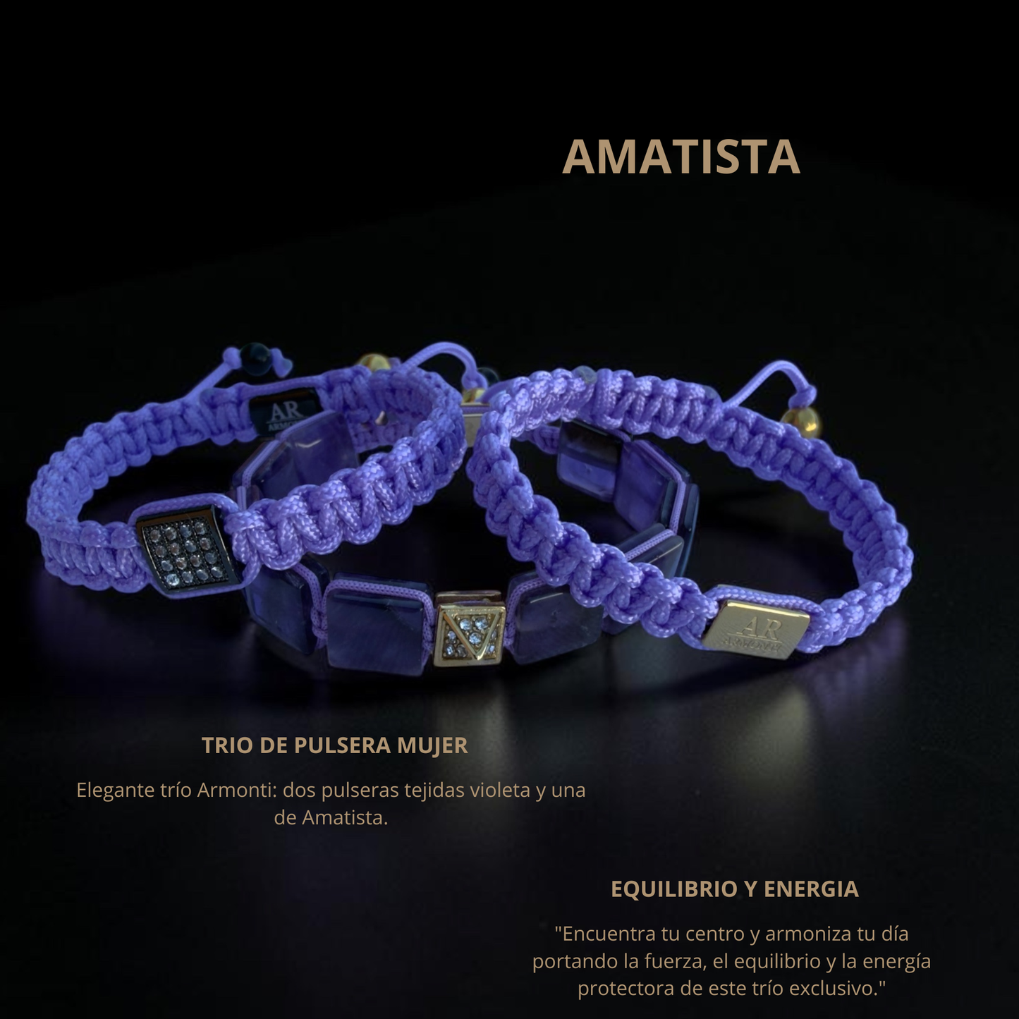 AMETHYST bracelet with flat stones for women