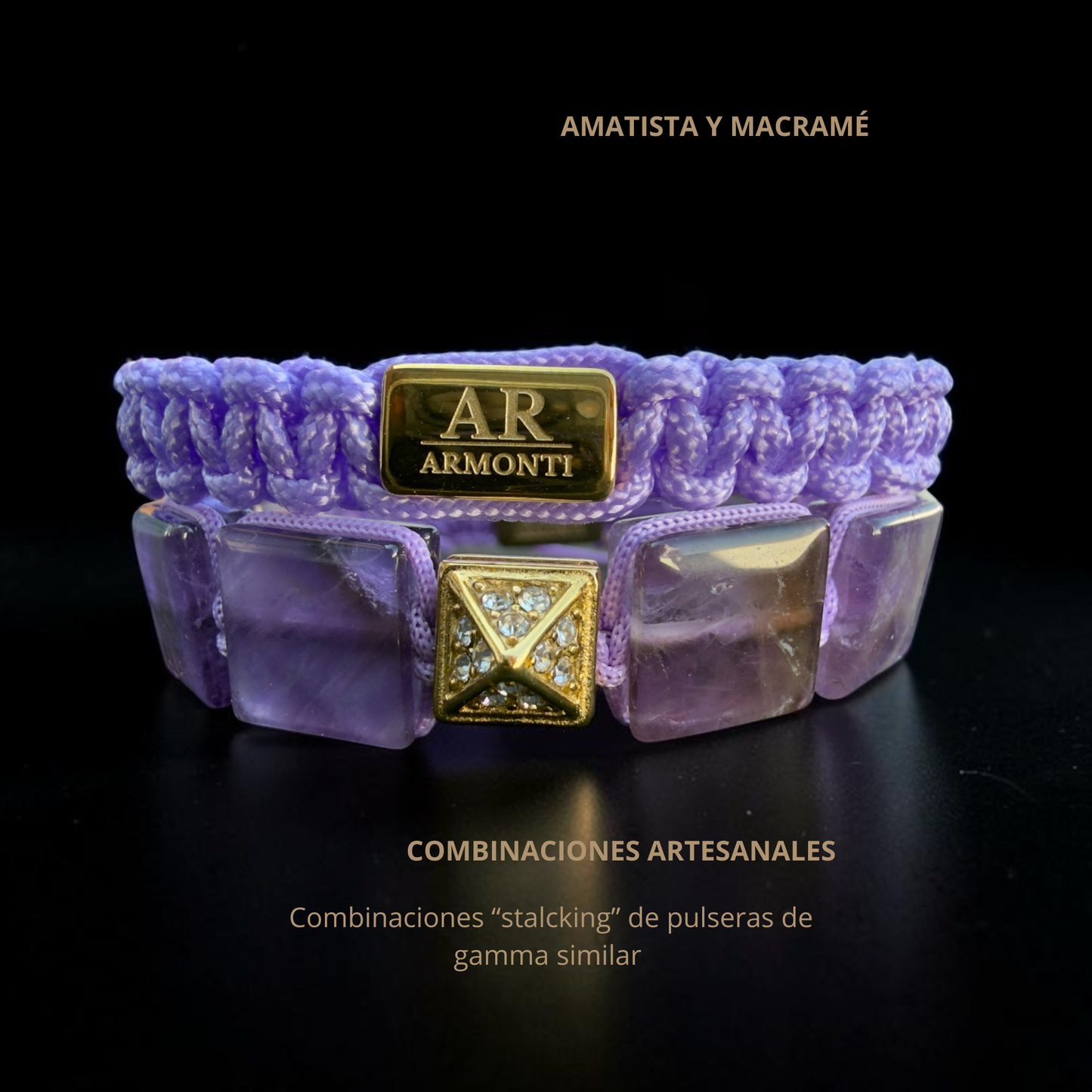 AMETHYST bracelet with flat stones for women