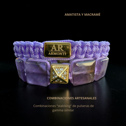 AMETHYST bracelet with flat stones for women