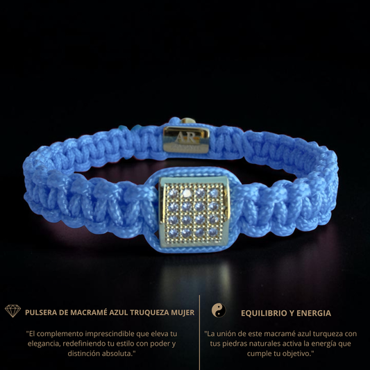 Pulsera azul turquesa de MACRAMÉ CIRCONITA para mujer