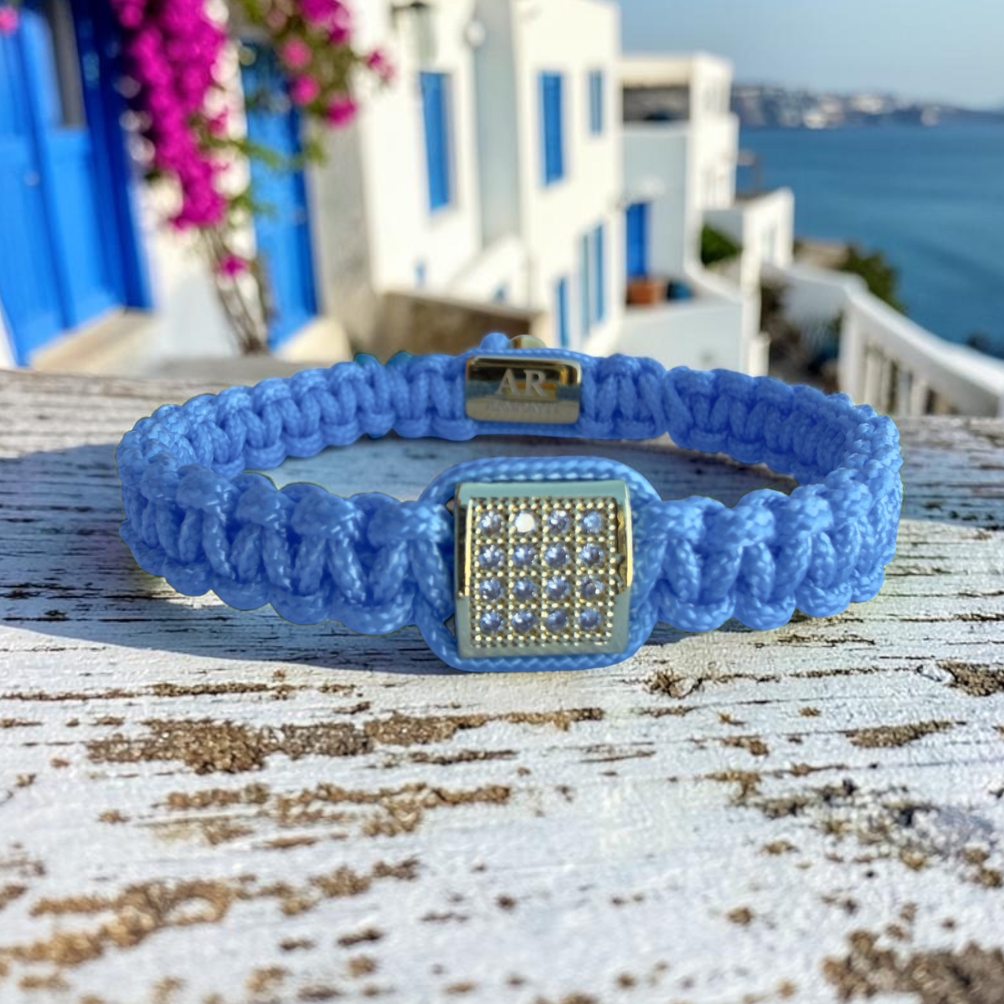 Pulsera azul turquesa de MACRAMÉ CIRCONITA para mujer