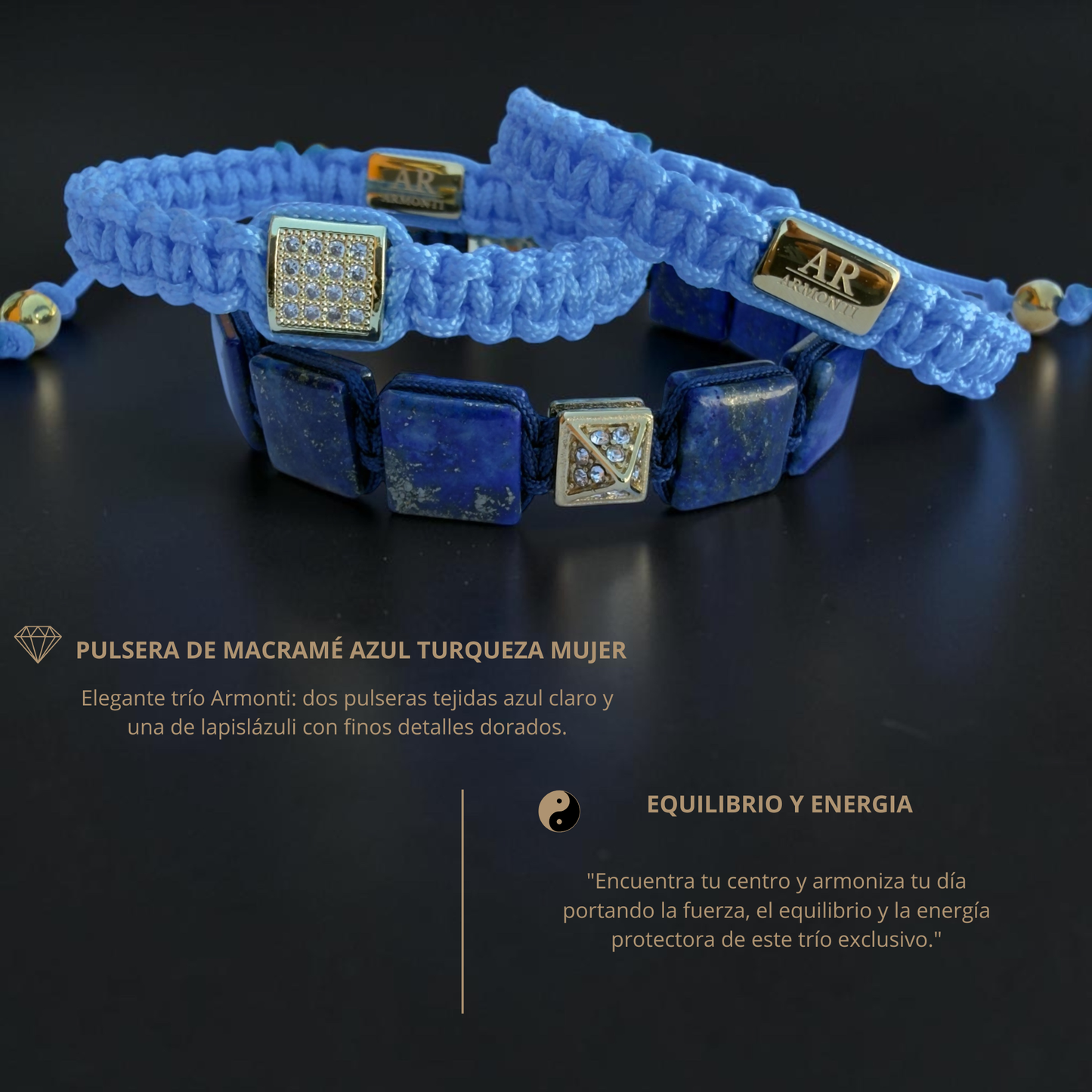 Pulsera azul turquesa de MACRAMÉ CIRCONITA para mujer