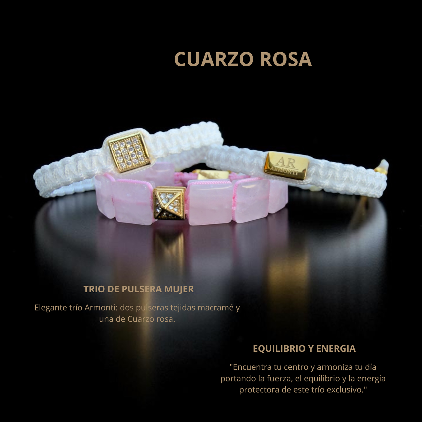 Rose quartz FLAT STONE bracelet for women