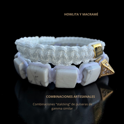 White howlite bracelet with FLAT STONES for women