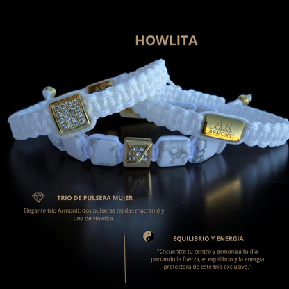 White howlite bracelet with FLAT STONES for women