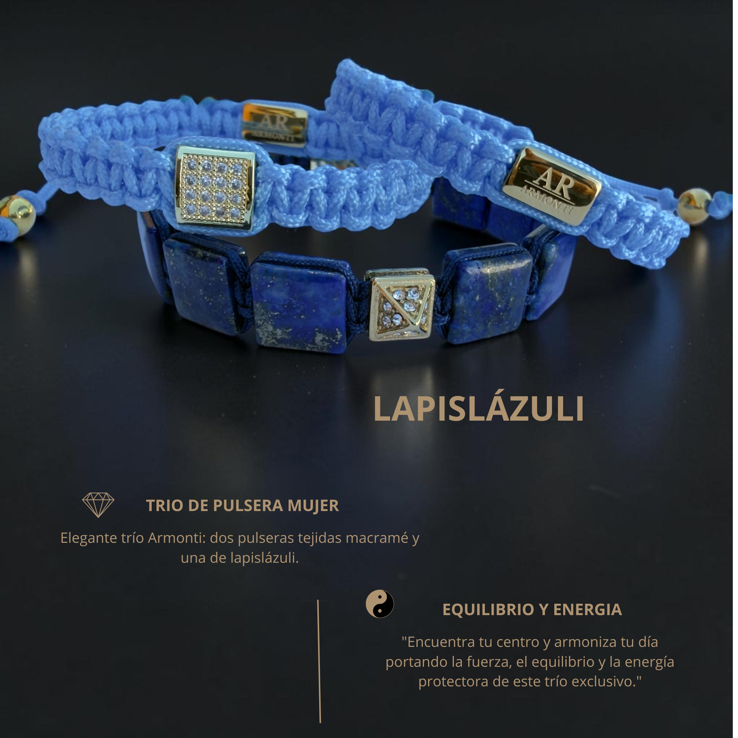 Pulsera lapislázuli cuadrada mujer
