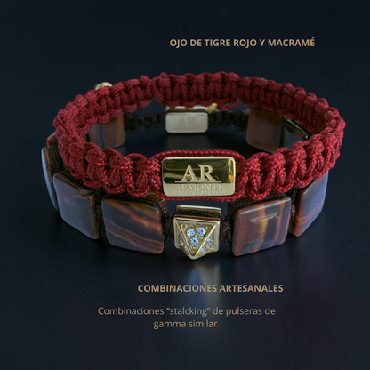 Pulsera ojo de tigre rojo plana mujer