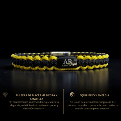 Pulsera MACRAMÉ Negro y amarillo hombre - Pulsera de Macramé - ARMONTI