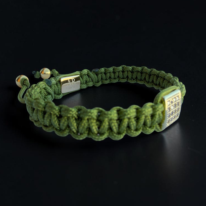 Pulsera verde macramé con circonita para mujer