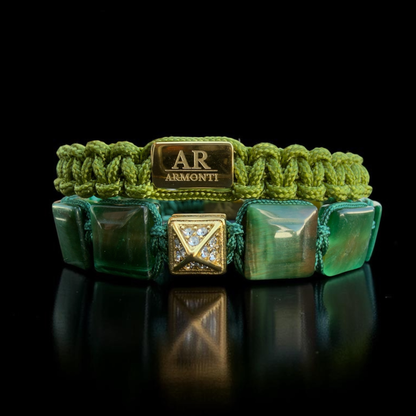 Pulsera verde macramé logo para mujer