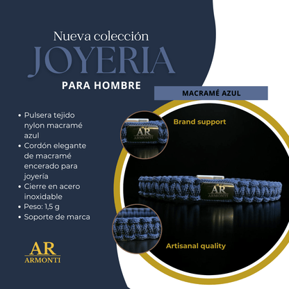 Pulsera macramé azul hombre - Pulsera de Macramé - ARMONTI