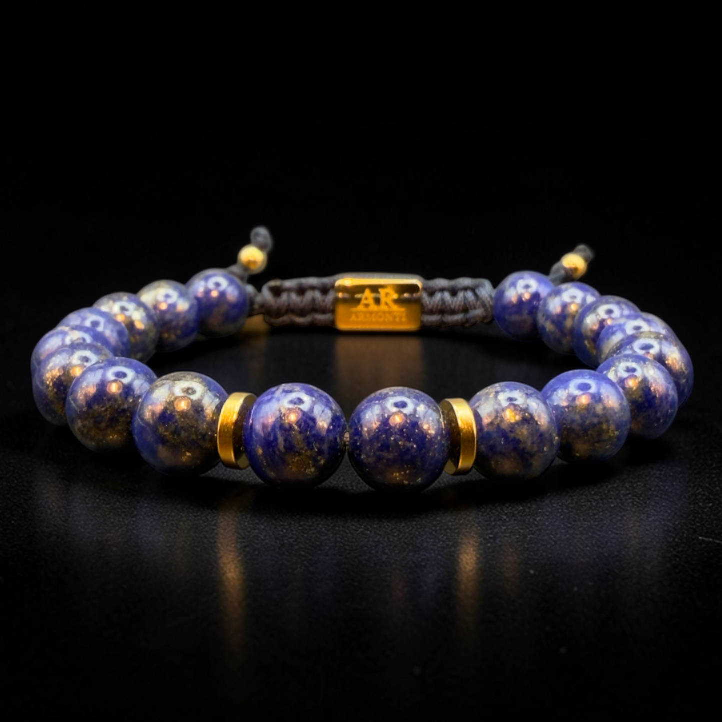 Men's round lapis lazuli stone bracelet